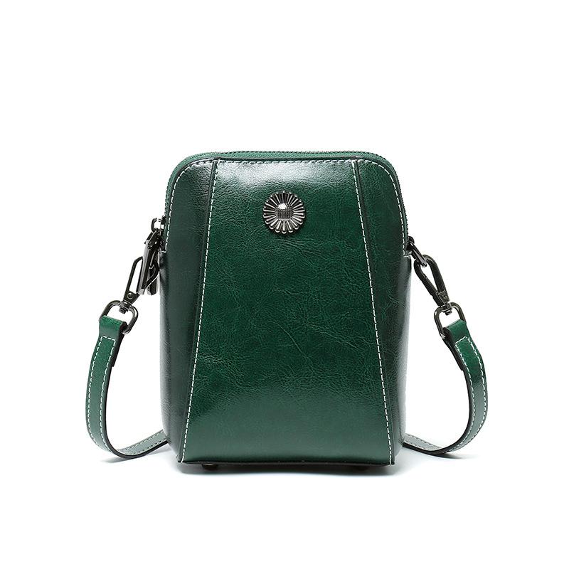 Women's Summer Versatile Small Shell Bag Cowhide Leather Purse Bag Simple Commuting with Crossbody Bag Ladies Cell Phe Pocket
