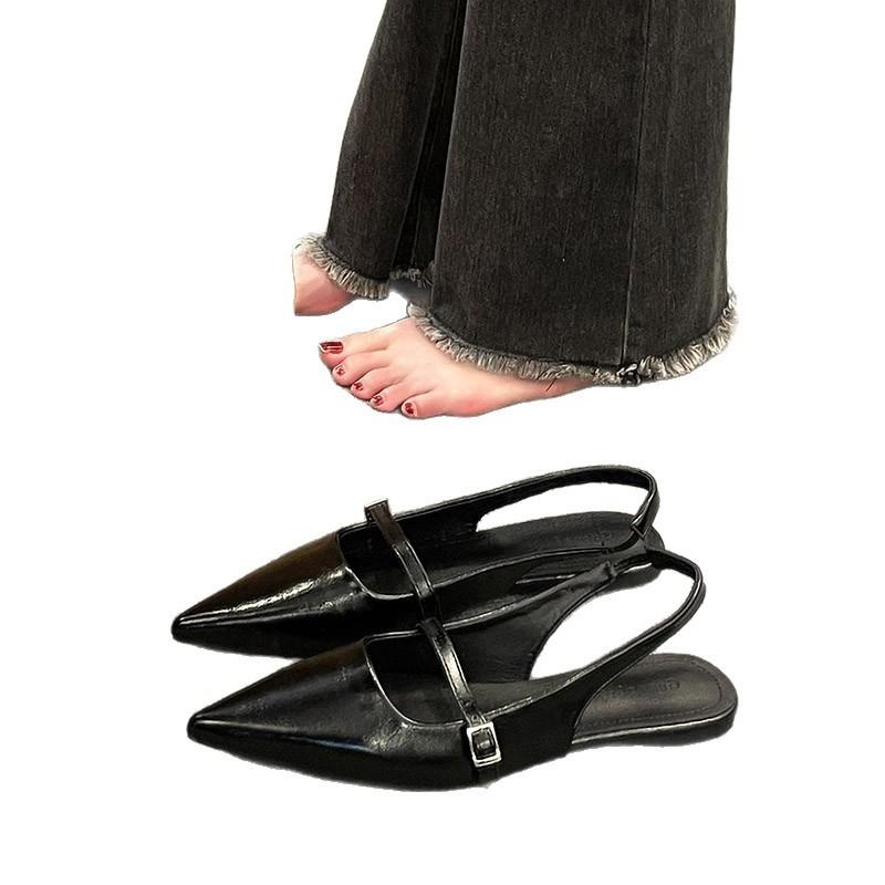 Flat Bottom Versatile Not Tired Foot Bag Head Sandals Fairy Shoes 2025 New Spring and Summer Pointed Temperament Niche Single Shoes