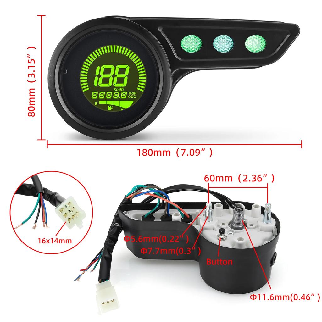 7 Color LED Motorcycle Instrument Dashboard Speedometer TRIP ODO Fuel Level Meter Motor Tachometer with Gear Turn Signal 12V