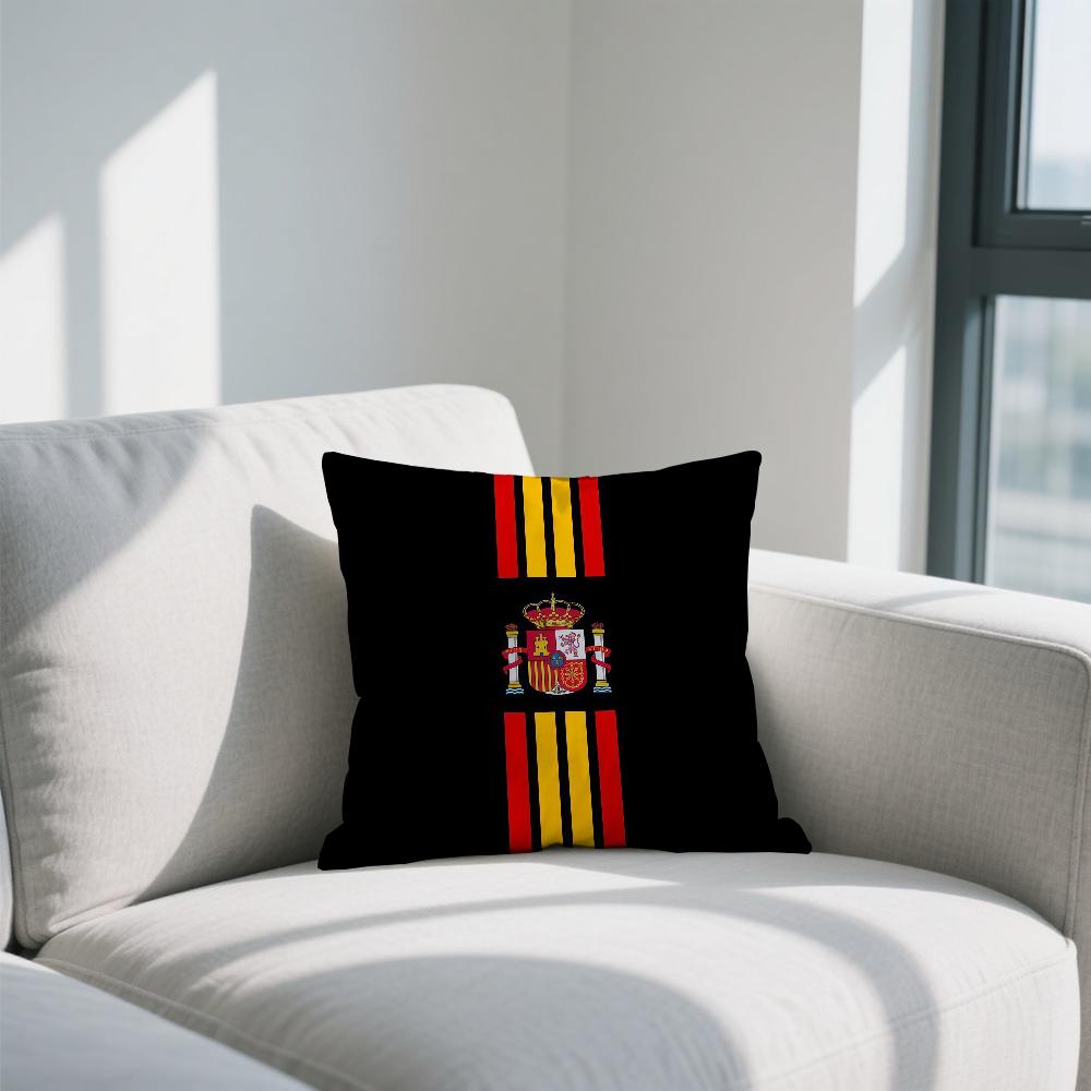 S-Spain Flag Cool cushion cover Double Sided Printed Polyester Pillowcase Pattern Decorative Zipper Cushion Cover