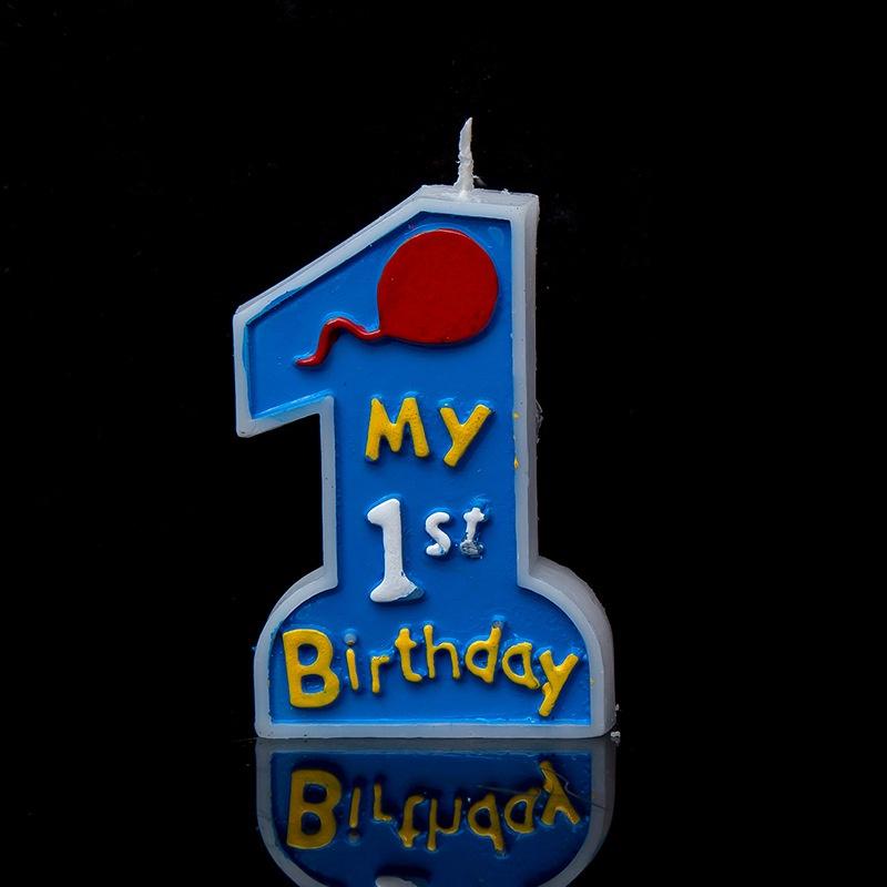 Baby Girl Boy 1st Happy Birthday Party Potřeby Svíčka číslo 1 modrá růžová