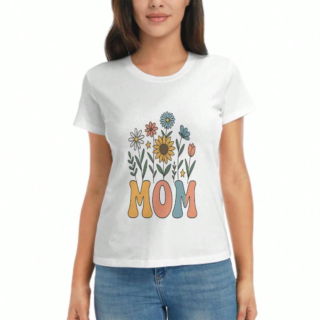 Floral Ladies Cotton T Shirt, Premium Cotton Quality Print, Durable And Comfortable, Casual Fashion. Elegant Flowers Graphic Tshirt, Botanical Design,