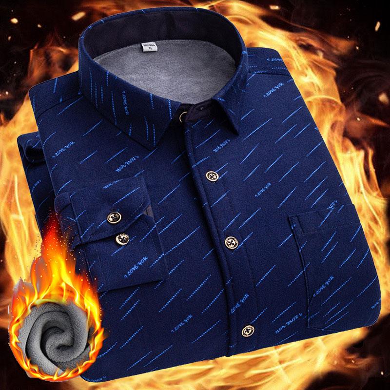 Herren doppelseitiges Fleece Plaid Langarmhemd Winter neu plus Fleece Verdickung warm Business Casual 7XL 8XL Übergröße