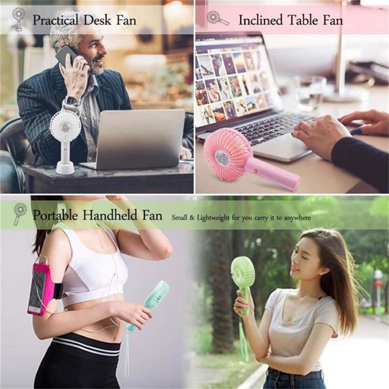 USB Rechargeable Portable Mini Desktop Fan with Phone Stand Outdoor Home Fan Mini Handheld Spray Fan