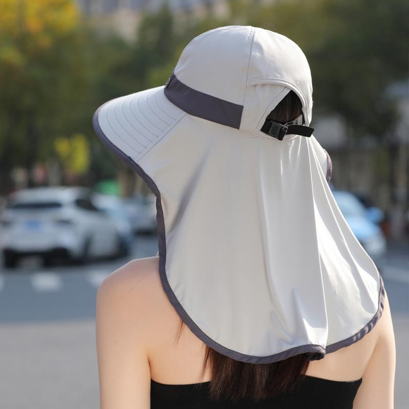 Outdoor Tea Picking Hat Shawl Neck Protection Sun Hat Large Brim Full Face Cover Sun Protection Hat Children Summer Ice Silk Bucket Hat