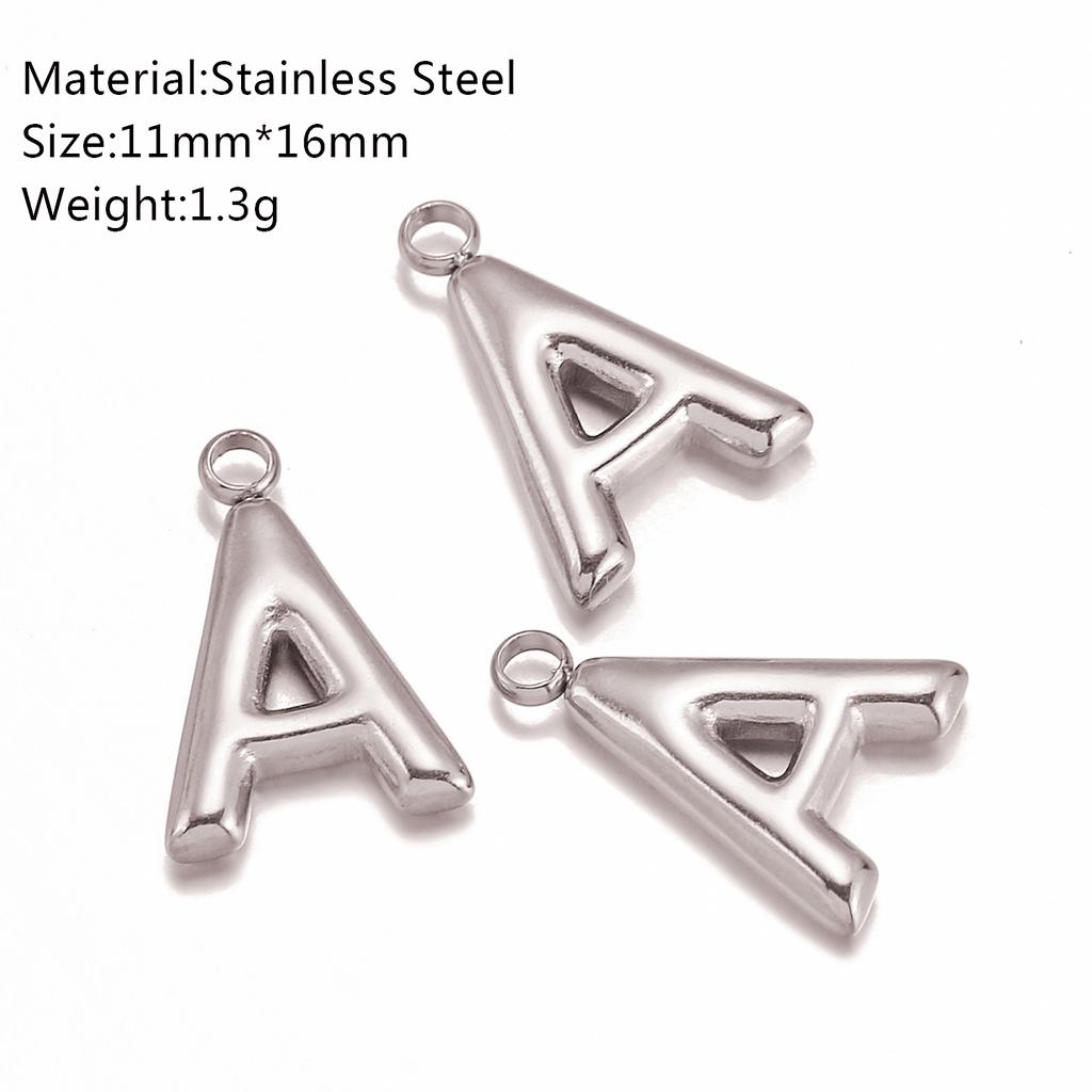 3Pcs Bubble Alphabet Charm Silver Color Stainless Steel Initial English Letter Pendant DIY Bracelet/Necklace Gift Jewelry Making