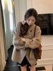 Coffee Color Women's Woolen Lapel Coat - 2025 Hepburn Style Autumn/Winter Edition