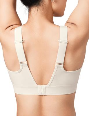 Yvette Sports Back Integrated Cross Plus White Women's Bra, No-Slip, Hook, Cup, Wireless, Breathable, Back, U-Back, Fitness, Gym, Size, Running, XL,