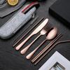 652F Lightweight Camping Cutlery Set Stainless Steel Fork Spoon Chopsticks Reusable Outdoor Flatware Dishwasher Safe