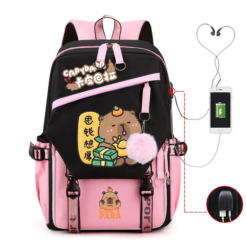 Kapibara fun peripheral printing new schoolbag cute cartoon primary and secondary school students spine backpack