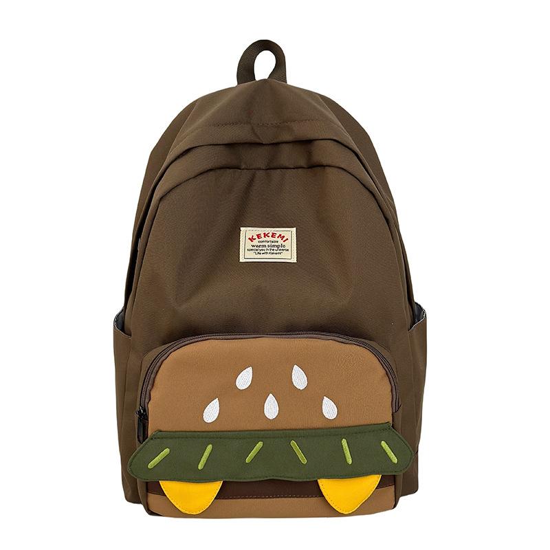 Schoolbag Hamburger Pattern Large Capacity School Bag Female Student Cute Cartoon Niche Backpack Small Fresh Mori Girl Backpack