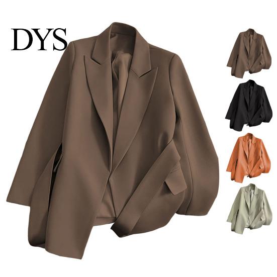Lapel Long Sleeve Suit Jacket Women Coat Lace-Up Solid Color Outwear with Pockets Loose Fit Business Workwear
