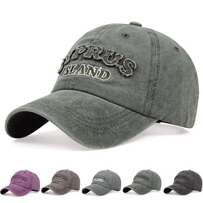 Unisex ISLAND Letter Patch Washed Baseball Caps Spring and Autumn Outdoor Adjustable Casual Hats Hip Hop Hat Sunscreen Hat