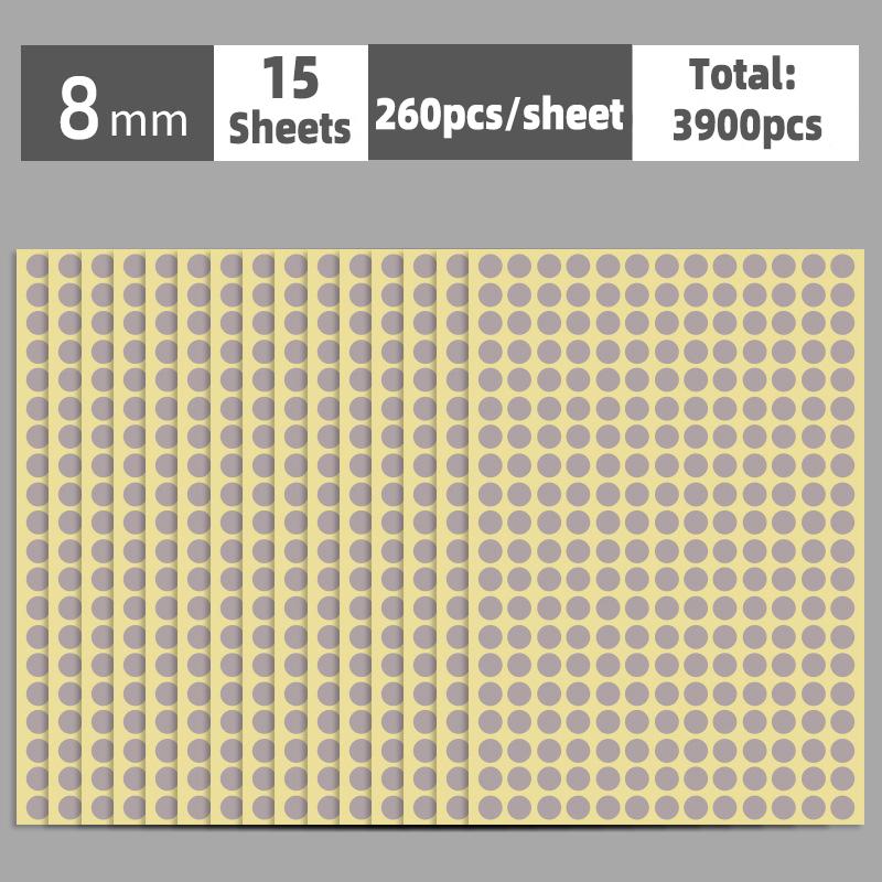 6mm-100mm Self Adhesive Dot Label Stickers 15 Sheets Multi Color and Size Round Stickers for Food Containers/Scrapbook/Packaging