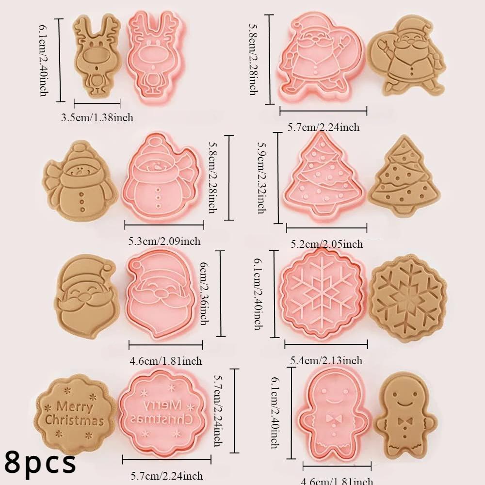 8 Pcs/set Cookie Cutters Plastic 3D Cute Cartoon Pressable Biscuit Mold Fondant Cookie Stamp Kitchen Baking Pastry Bakeware