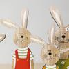 2Pcs Easter Wooden Rabbit Ornaments Cute Cartoon Stand Bunny Desk Decoration Figurines Nordic Style Easter Party Decoration