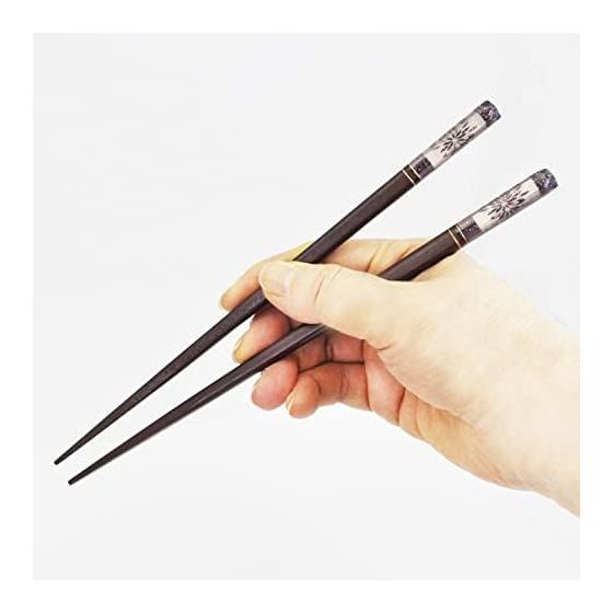 A Pair of Lacquered Chopsticks with Chopstick Rests In a Paulownia Box - "Hanahanabi" Design, 2 Pairs, Made In Japan