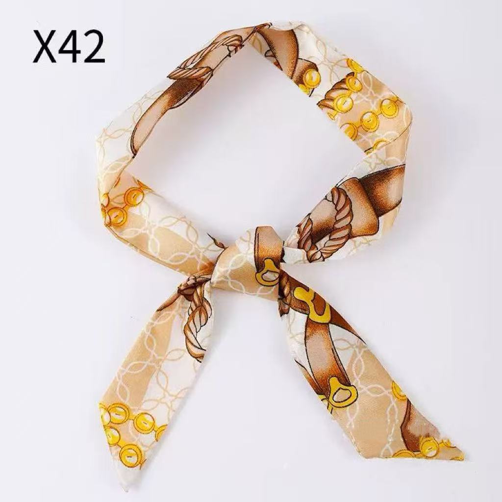 New fashionable long silk scarf double-layer versatile headband streamer, decorative binding bag with hand gift silk scarf wholesale