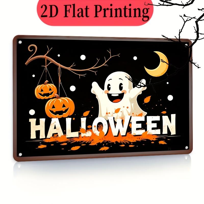 1pc 8x12 Inch Halloween Iron Wall Sign - Cute & Pumpkin 2D Flat Metal Decor with Retro Vintage Design, Durable Hanging Plaque