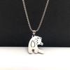 Cute Than Heart Cat Necklace Creative Cartoon Students Titanium Steel Pendant Niche Couple Necklace Pendant Does Not Lose Color