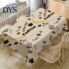 Dining Table Cover Waterproof Wrinkle Free Flax Coffee Pattern Cloth Printed Vintage Versatile Linen for Home