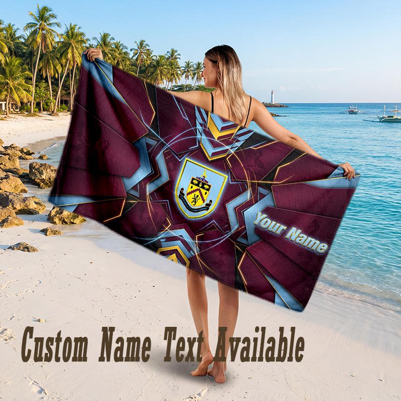 Burnley Football Design Beach Towel Custom Text Large Towel for Beach Vacation