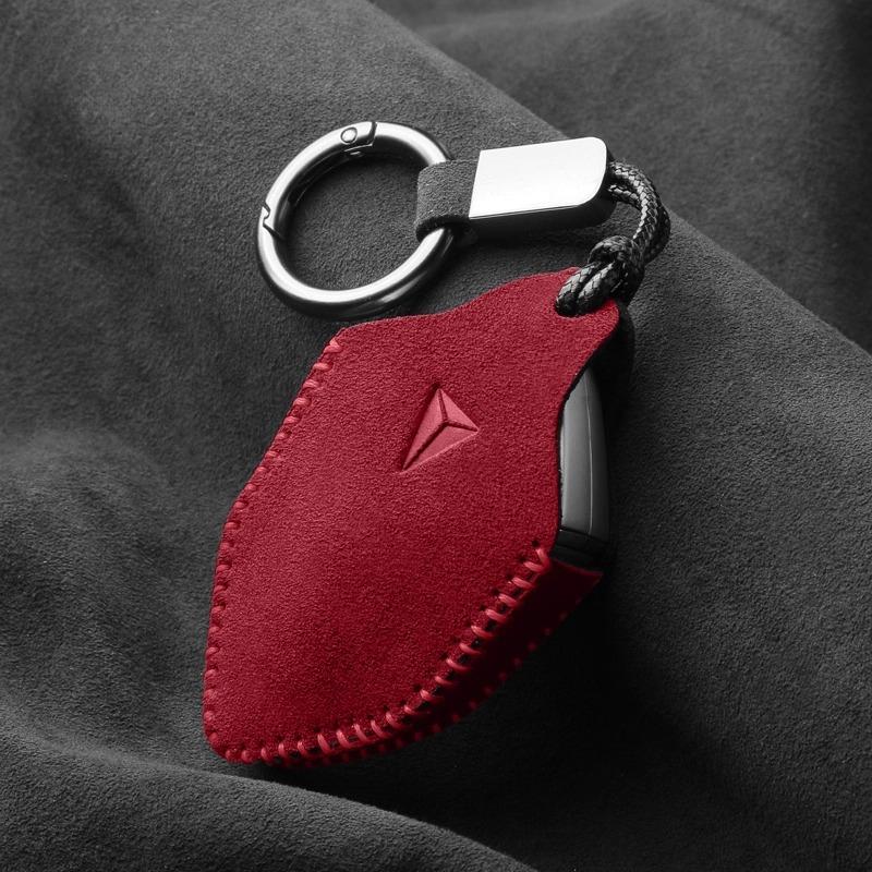 For Changan Deepal SL03 S07 G318 S05 Suede Leather Key Case Cover Full Package Keychain HandSewn Storage Bag Keychain Fob Holder