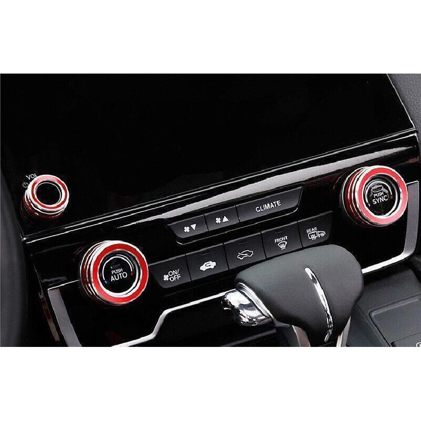 For Honda CR-V 2017- Red Aluminum Center Console AC Switch Button Ring Trim