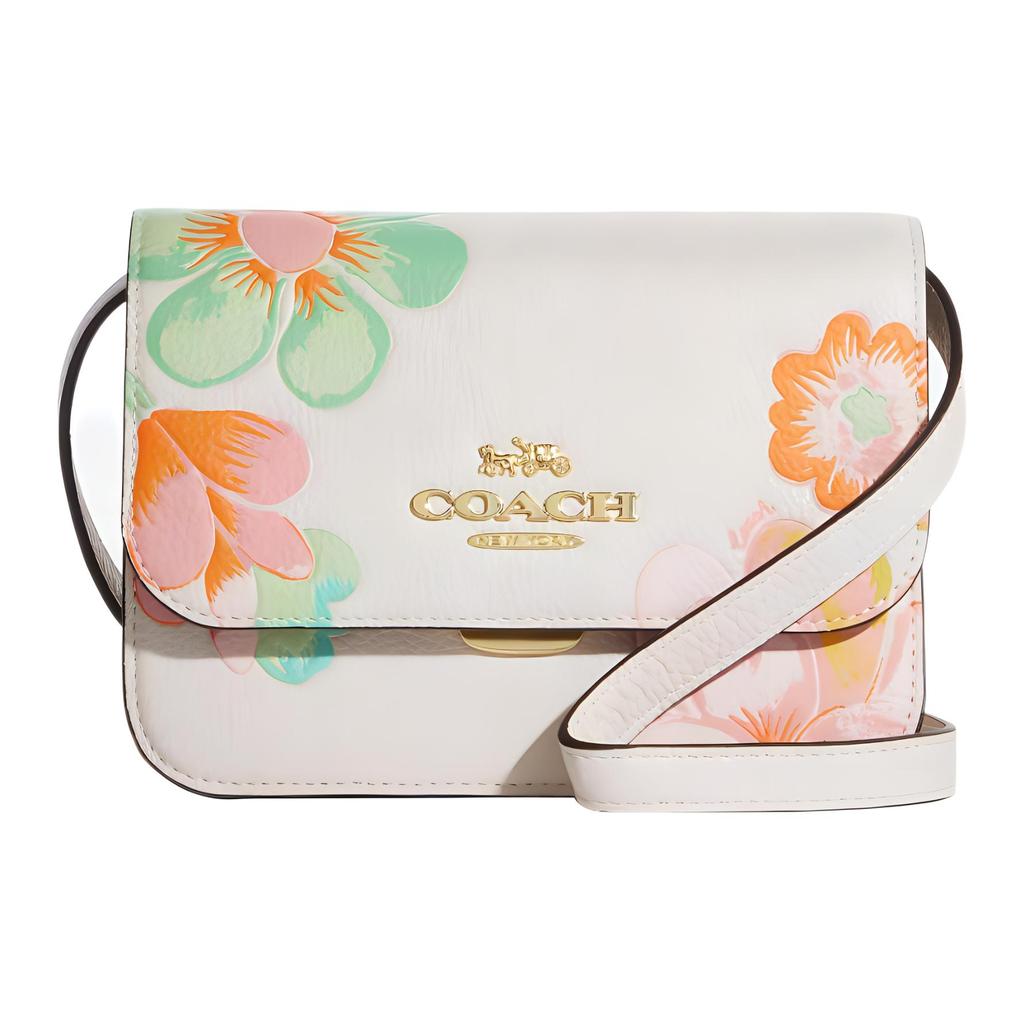 Coach Floral Print Leather Square Crossbody Bag Daily C8324-IMCAH