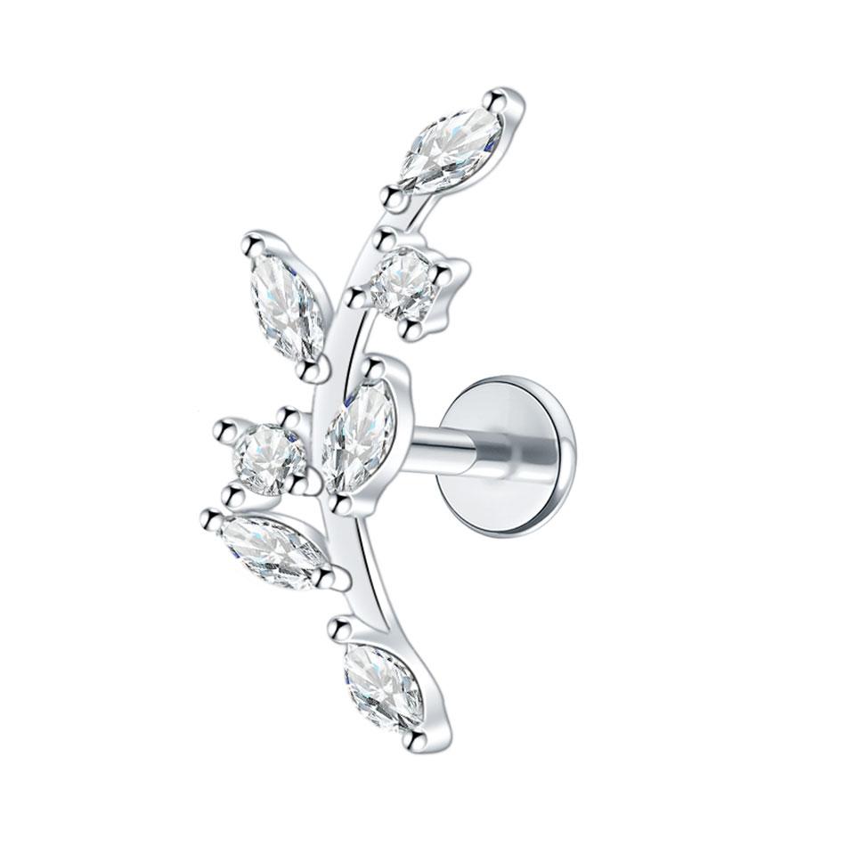 1/5PCS Steel 16G Cluster Marquise CZ Tragus Helix Stud Conch Lobe Rook Cartilage Leaf Flat Back Labret Stud Earrings Jewelry