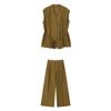 Demana Summer Minimalist V-Neck Sleeveless Top & Wide-Leg Pants Set