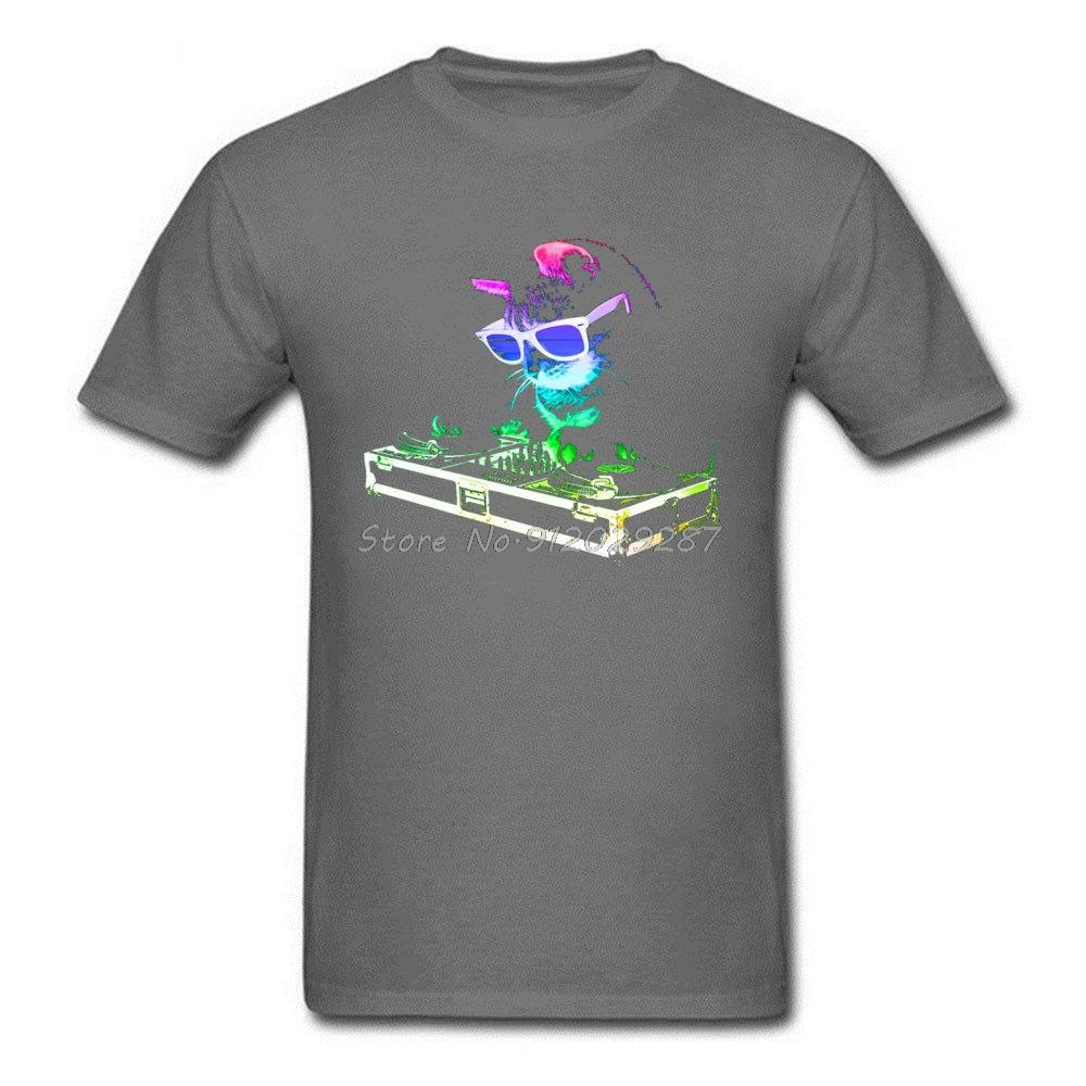 Rainbow DJ Cat Techno Controller Unit Rock T-Shirt Not Today Neon Cats 3D Print Tshirt Cotton Crewneck Men T Shirt Funny