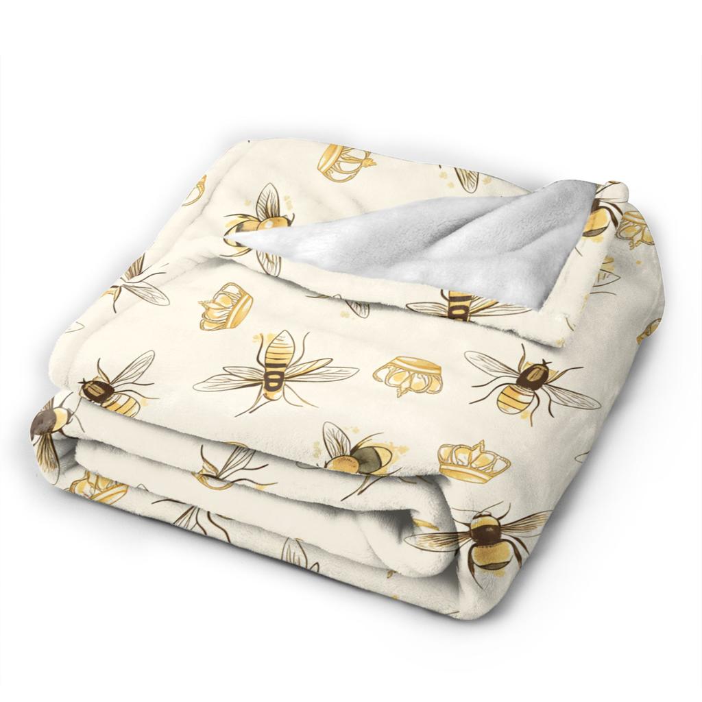 Bee In Honeycomb and Flowers Blanket Quality Warm Soft  Throw Blanket Winter Travel Office Couch Chair Graphic Bedspread