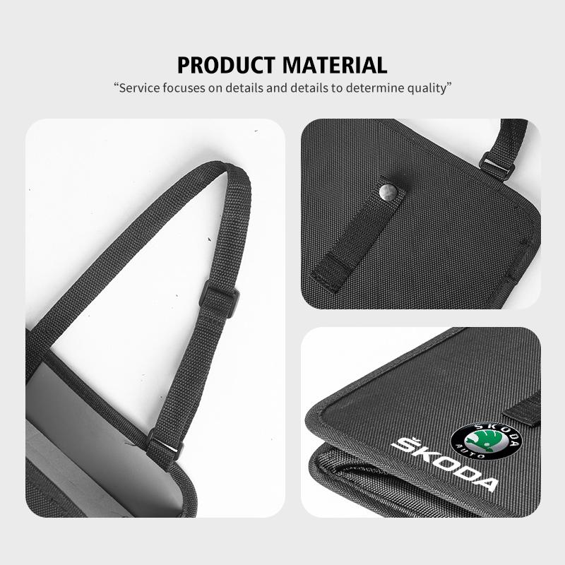 AAABR1 For Skoda Leather Car Seat Middle Storage Bag Handbag Back Seat Storage Bag Organizer Hanging Bag Kamiq Karoq Octavia 2 3 Rapid