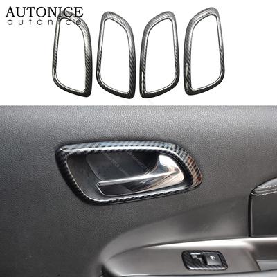 4PCS Couleur Fibre de Carbone Couvercle de Cadre de Bol de Poignée de Porte Garniture Convient pour Dodge Journey JCUV 2013 2014 2015 2016 2017 2018