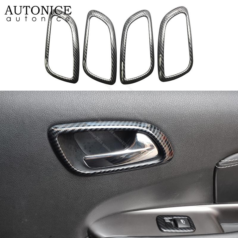 

4PCS Carbon Fiber Color Door Handle Bowl Frame Cover Trim Fit for Dodge Journey JCUV 2013 2014 2015 2016 2017 2018
