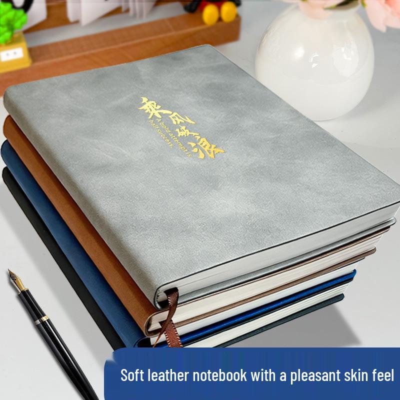 A5 Soft Suede Leather Notebook with Hot-Stamped Cover for Business Meetings