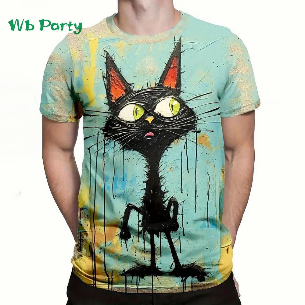 

Футболка с принтом кота Мужская летняя футболка с коротким рукавом Мужские летние футболки Футболки с рисунком кота Мужская летняя одежда Мужская футболка с коротким рукавом 6XL