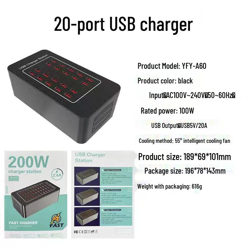 High-Power USB Multi-Port Charging Station: 10, 15, 20, 25, 30, 40-Ports for Mobile Devices