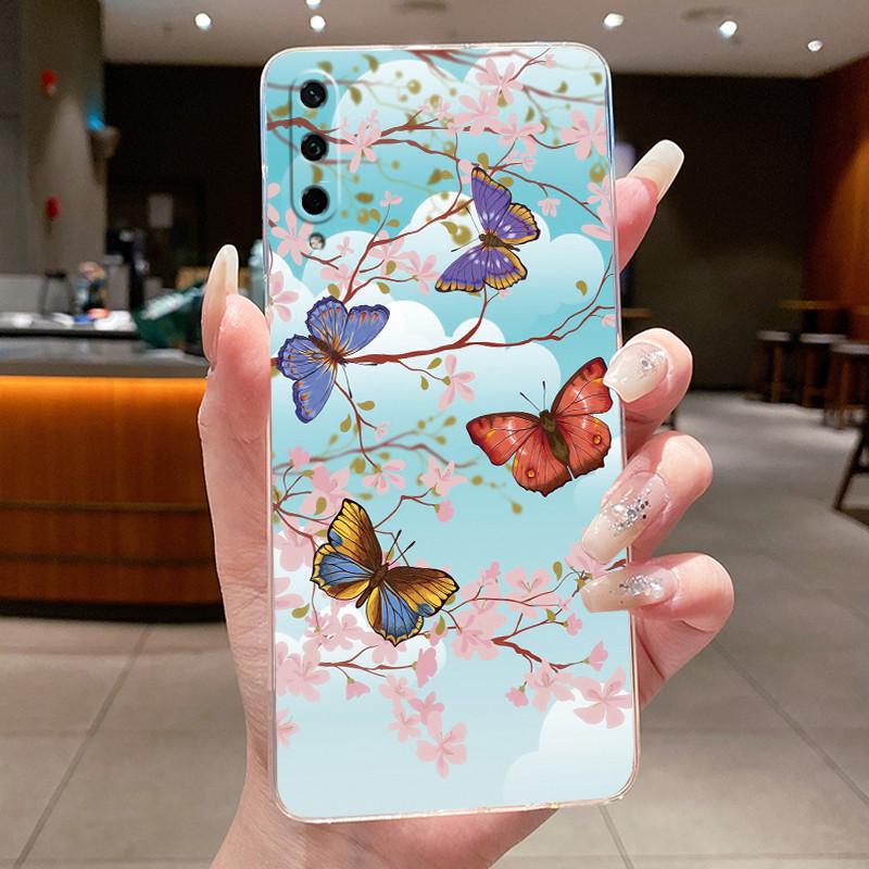 For Honor Play 3 ASK-AL00x Casing Clear Luxury Fashion Butterfly Flowers Soft TPU Silicone Cover Bumper Honor Play3 Phone Case