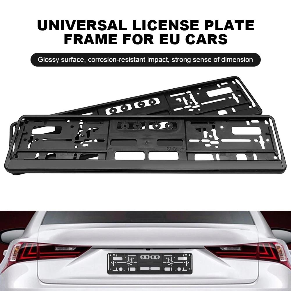 2Pcs Black Car Licence Plate Holder Bracket EU Standard Frame Anti-corrosion Waterproof Mount Auto Accessories Durable Accessory License Plate Covers