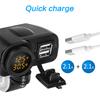 Universal Motorcycle 12v Dual USB 2.1A+2.1A Charger With Digital Voltmeter LED D