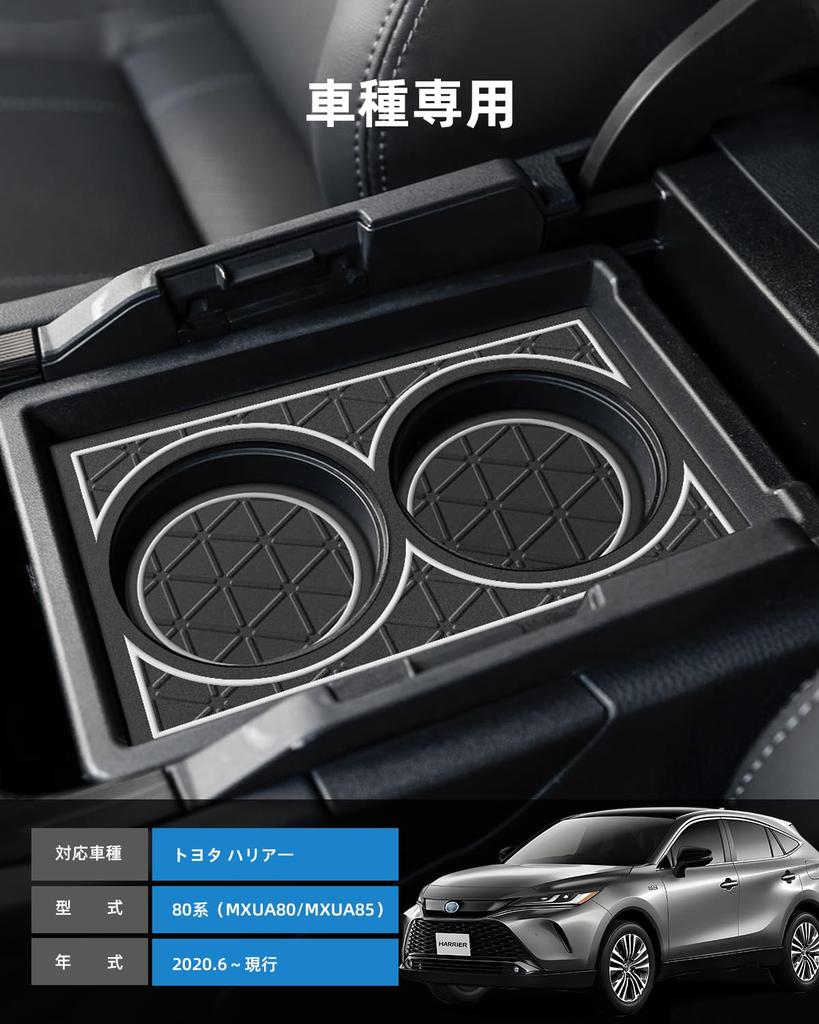 LANGBEAN Interior Rubber Mats for Toyota Harrier 80 Door Pocket Scratch and Noise Interior Harrier Custom Set Series, Non-Slip Mats, Prevention,