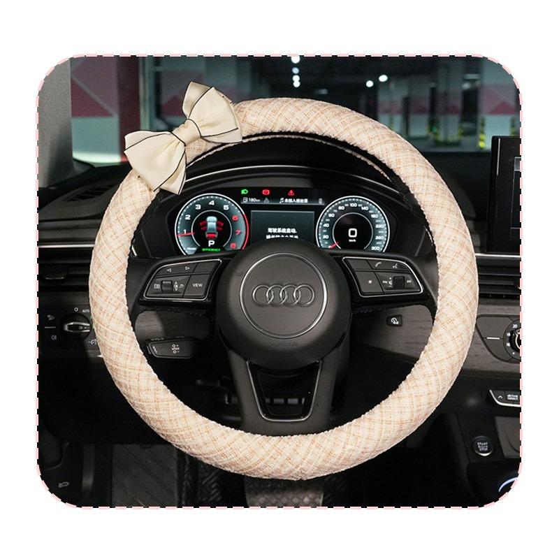 Bow Decor Non Slip Universal Car Steering Wheel Cover Auto Interior Accessory