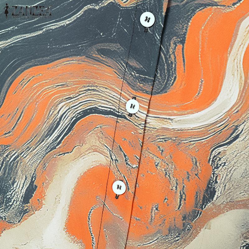 ZANZEA Women Print Shirts and Pants Casual Two Piece Suit Sets