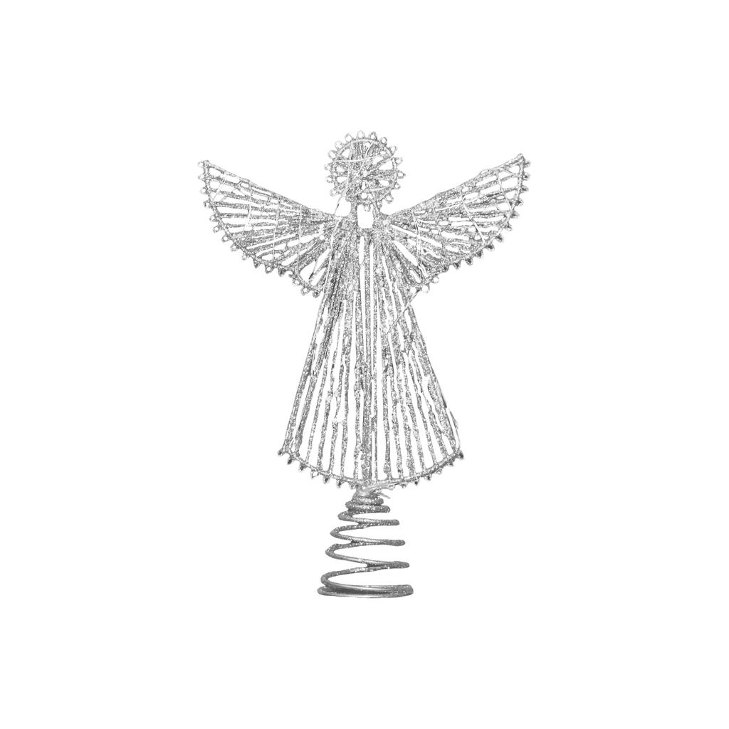 Wire Angel Tree Topper Handmade Decorative Ornament for Holiday Home Decor with Spiral Base and Detailed Design