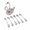 Swan Dinnerware Set Metal Tableware Cutlery Set Decorative Swan Base Holder with 6 Spoons for