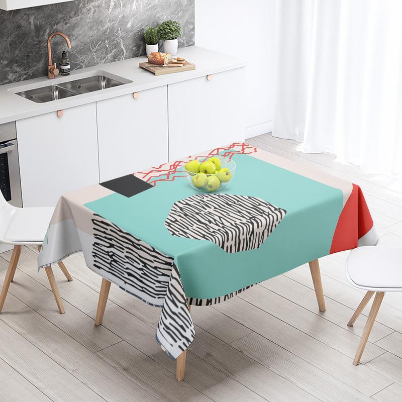 Abstract Geometric Tablecloth Waterproof Stain Resistant Party Decoration Restaurant Cafe Dining Table Tablecloths