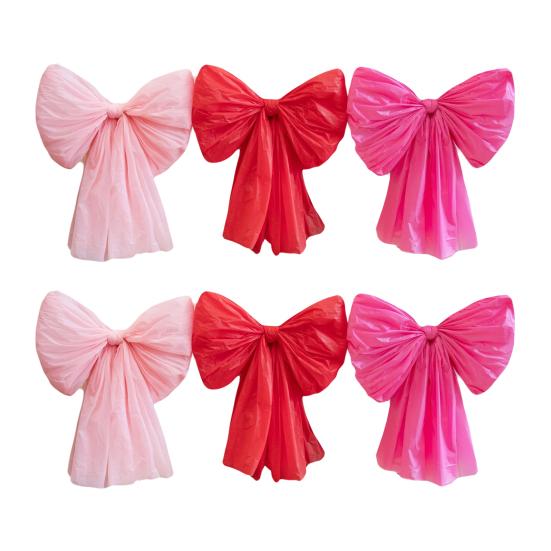 6Pcs Giant Bow DIY Decor Kit for Valentine's Day Hanging Wall Door Window Decorations Easy To Assemble Bow Wall Backdrop for Party Photo