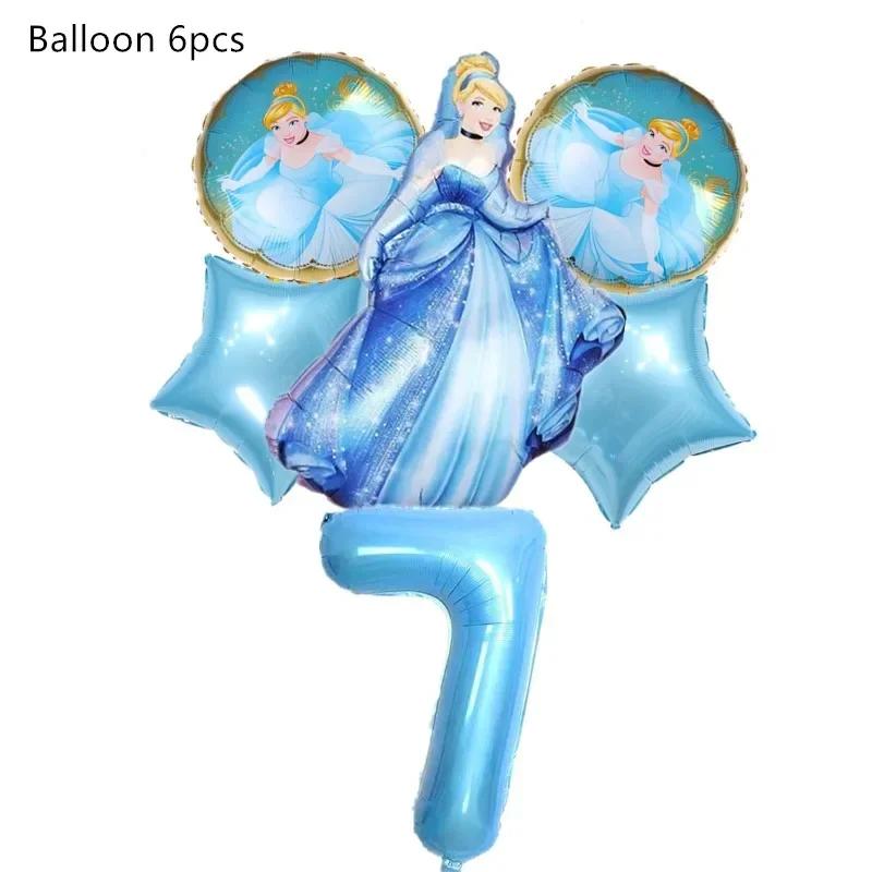Cinderella Birthday Party Decoration Princess Balloons Cups Plates Banner For Girls Party Favor Gifts Baby Shower Photo Props